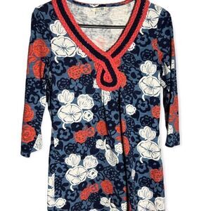 Boden Womens Floral Tunic 3/4 Sleeve‎ Size 4 Career Office Wear